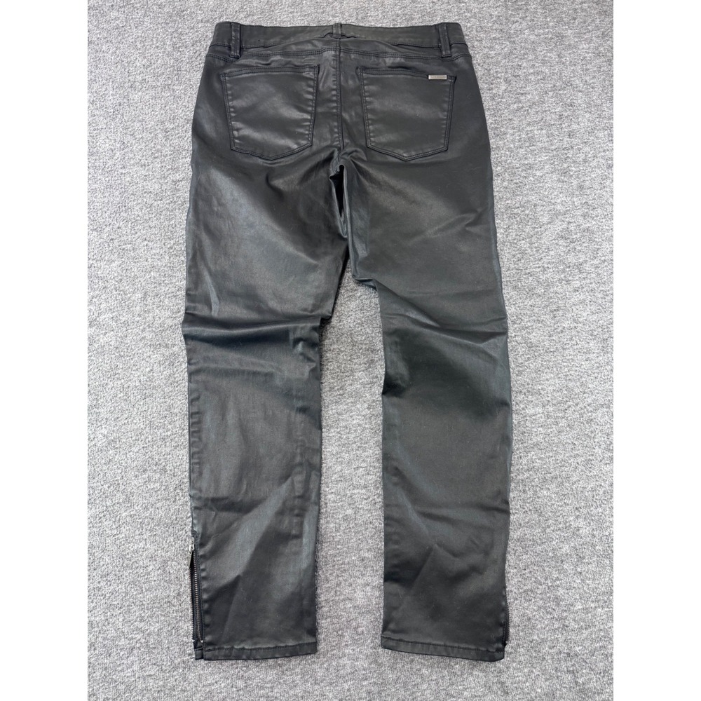 White House Black Market Skimmer Black Coated Ankle Zip Pants Womens 8 - Picture 10 of 10